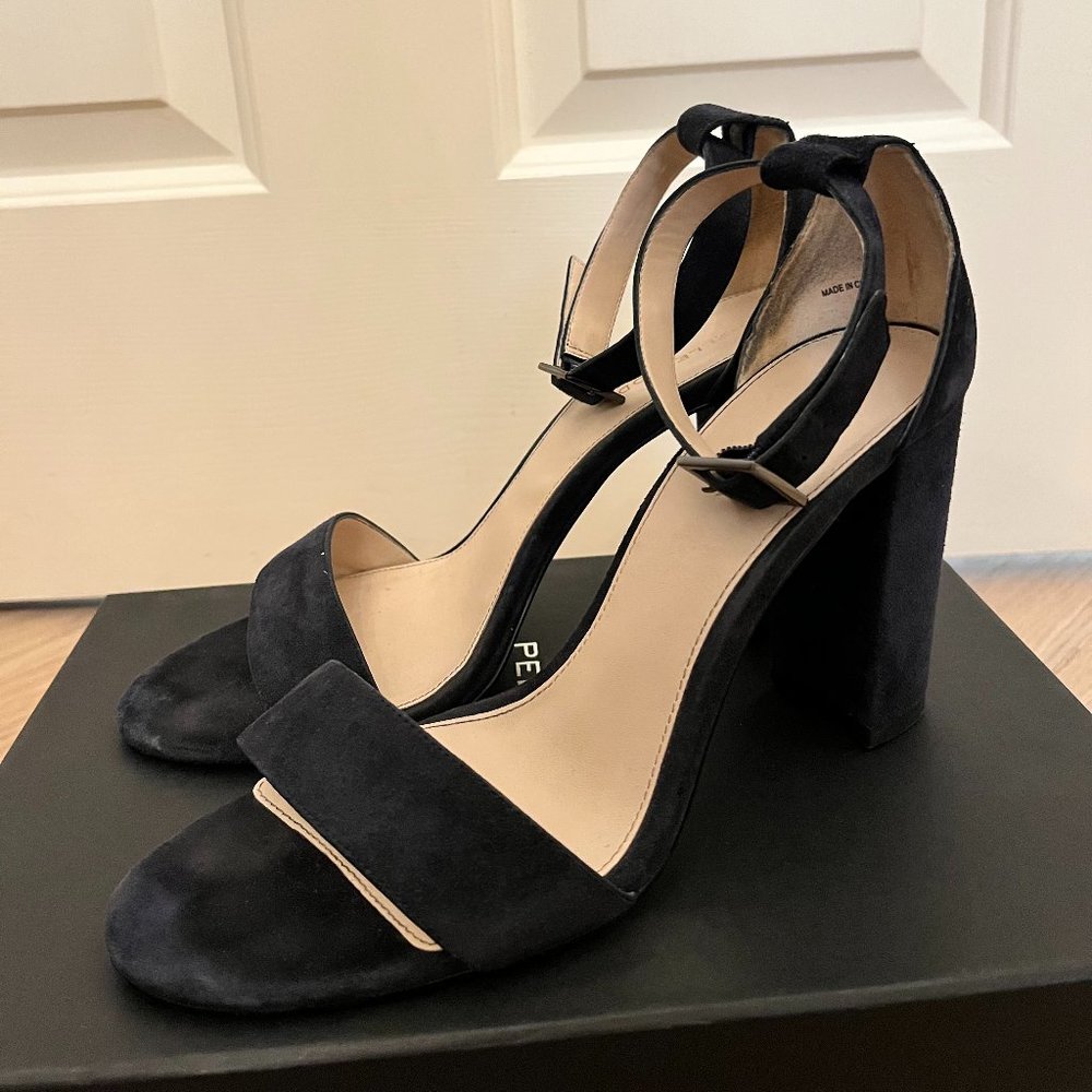 Navy Ankle Strap Heels Pelle Moda Size